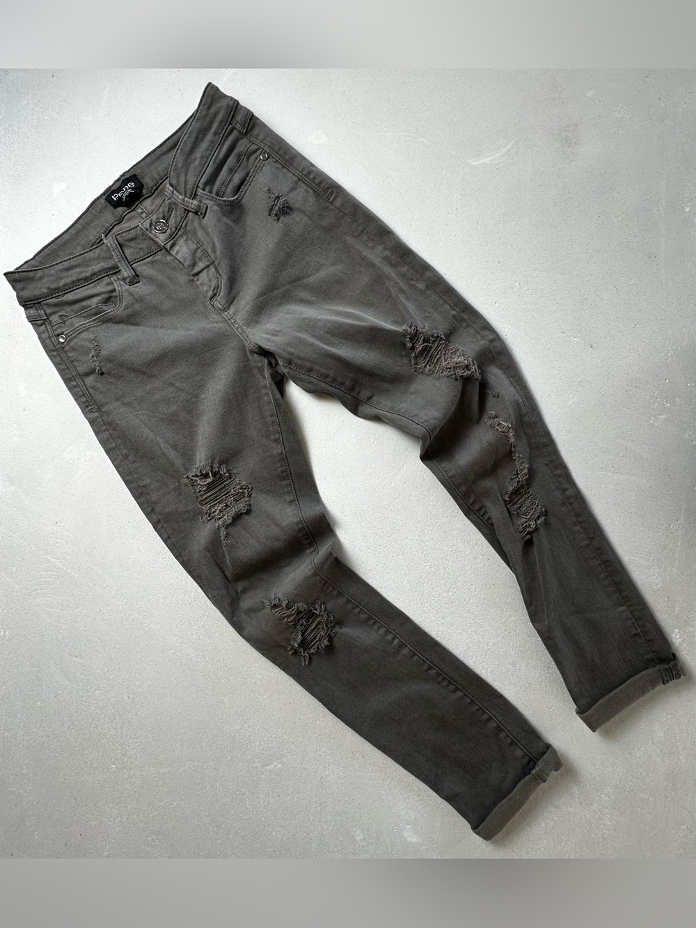 Authentic bebe Women's Olive Skinny Ripped Jeans